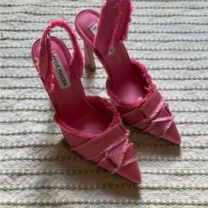 Steve Madden Pink Frayed Slingback Pointed Heels
